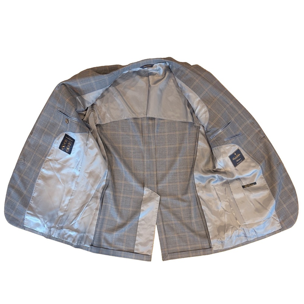 Brooks Brothers BrooksCool Madison Fit 42L Sport Coat Windowpane Gray Summer - Picture 3 of 16